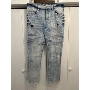 Southpole Jeans Mens Sz 34x30 Destroyed‎ Holes Moto Skinny Faded Light Wash